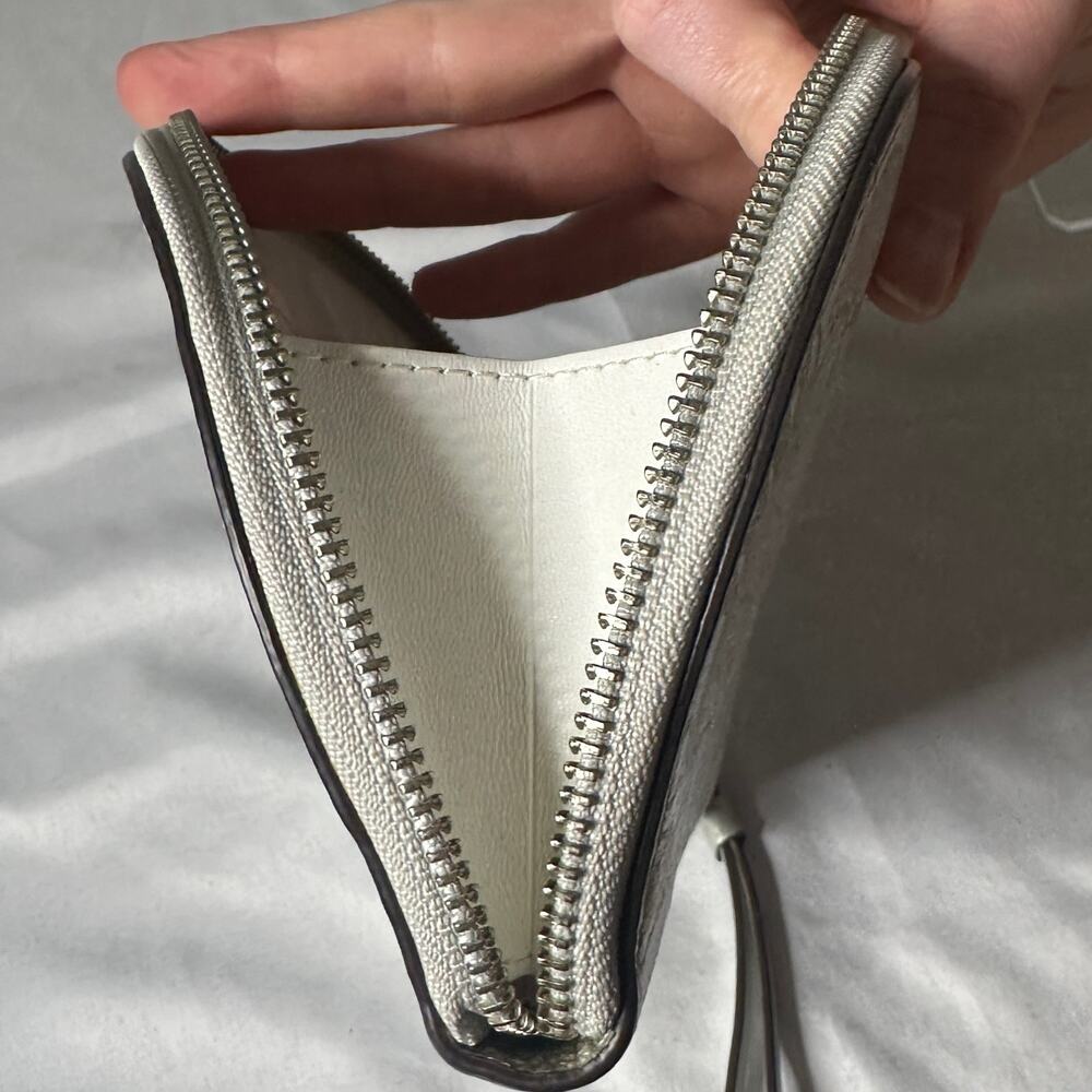 Kate Spade Breezy Floral Half Moon Wristlet Cream Gold Pebbled Leather - Picture 12 of 14